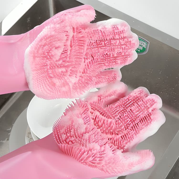 Luva Mágica Lavar Louça Silicone Par Multifuncional Esfrega Prato Pet Cozinha Banheiro