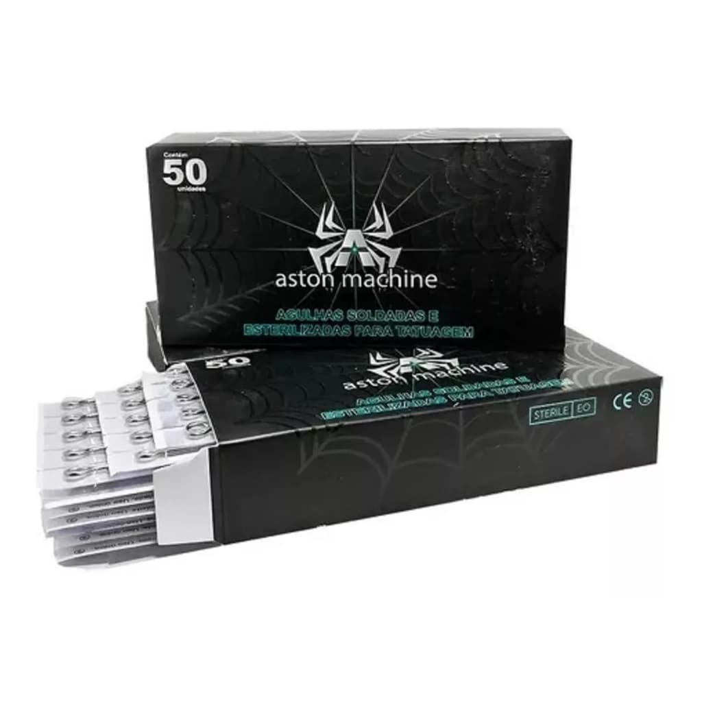 Caixa Com 50 Unidades de Agulhas Soldadas Para Tatuagem Tattoo Aston Machine