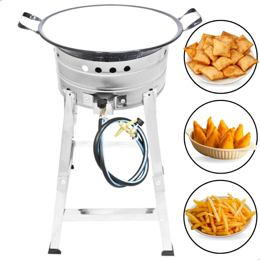 Pasteleiro Fritador Comercial Inox Profissional A Gás Fritadeira Com Tacho Para Frituras Em Geral