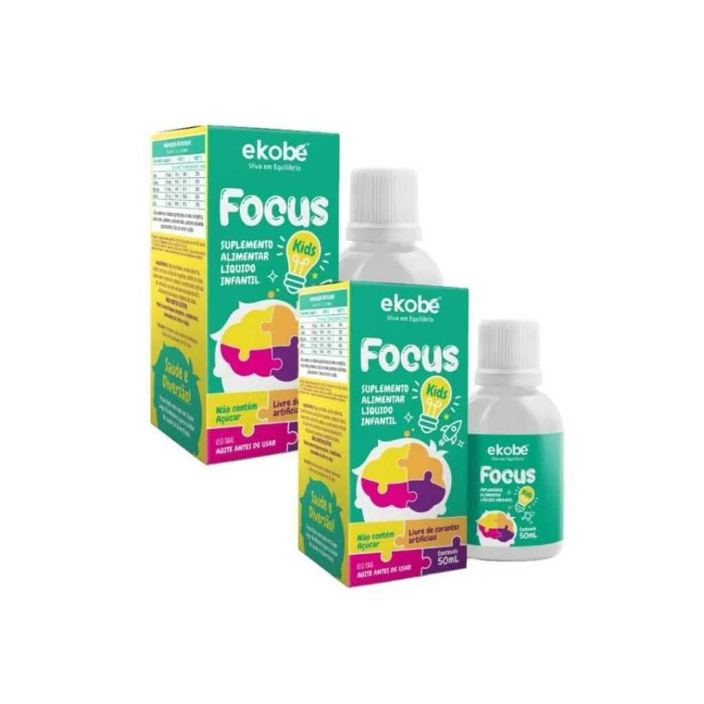 2x Focus Kids 50ml Ekobé - PARA CRIANÇAS COM DÉFICIT DE ATENÇÃO - TDAH