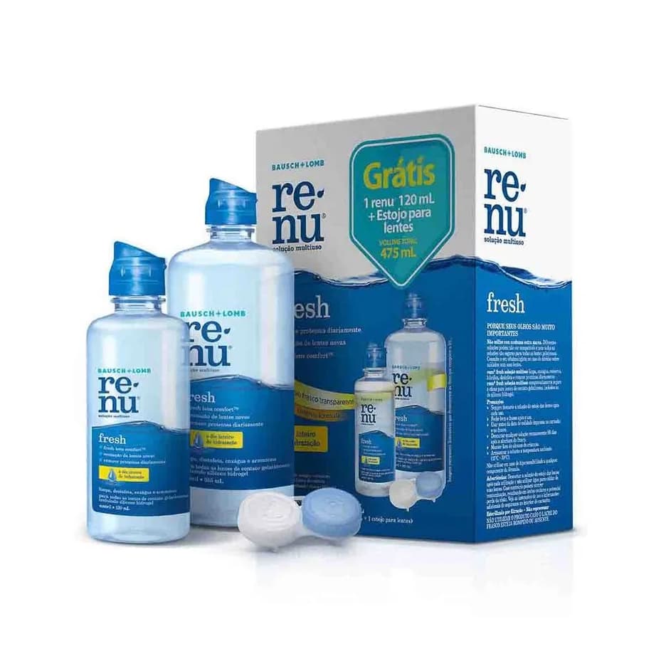 Solução Multipropósito Renu Fresh 355mL + Grátis 120mL + Estojo Para Lentes