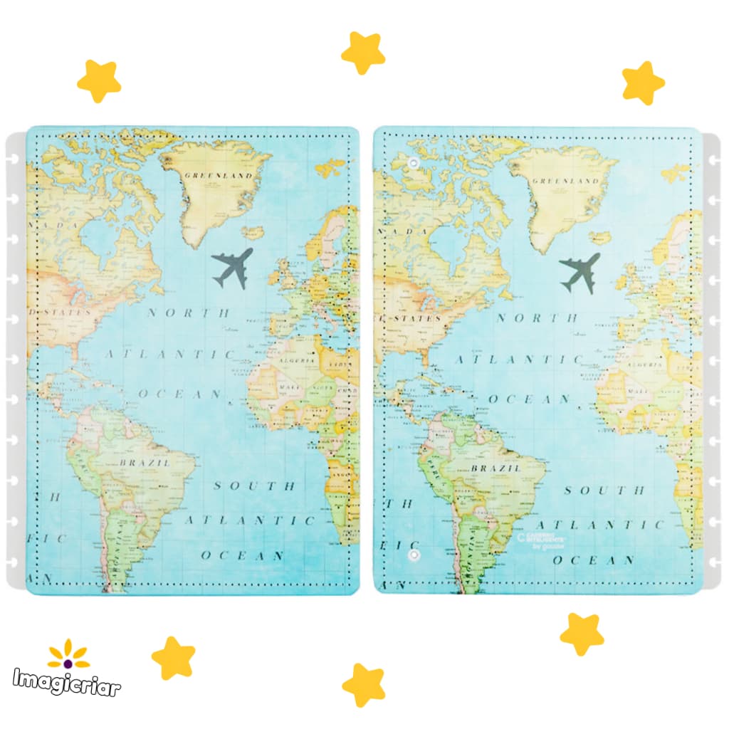 Capa e Contracapa Mapa Mundi Azul by GoCase para Caderno Inteligente | Tamanho A5, Médio ou Grande