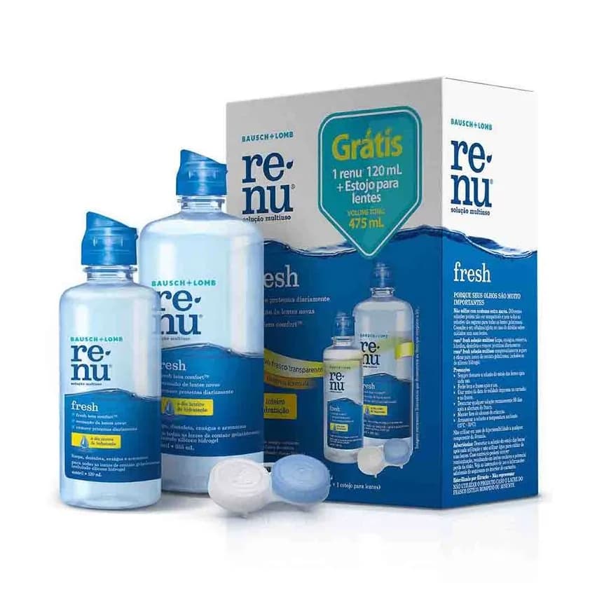 Kit Renu 475ml (355 + 120 ML) + Estojo - Solução de Limpeza Para lentes de Contato