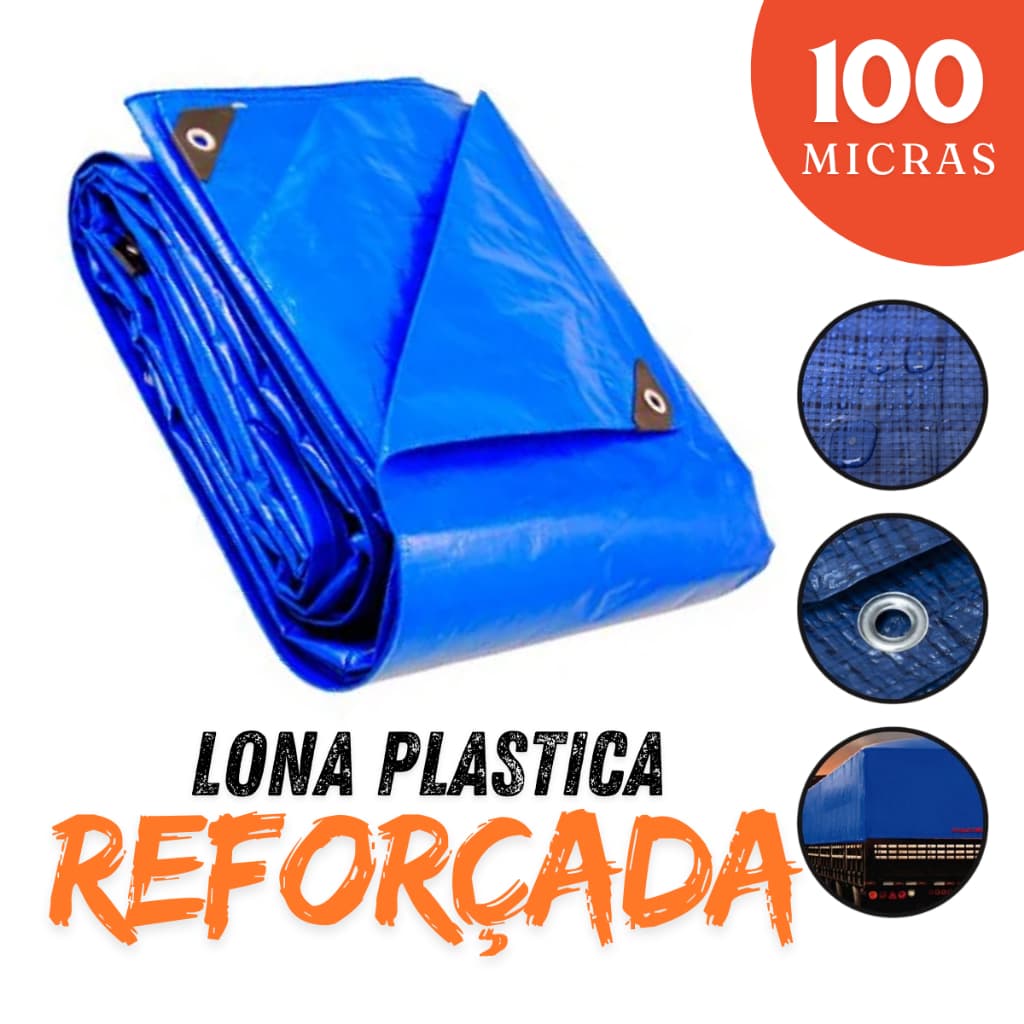 Lona Plástica 3X2 Metros 100 Micras Resistente Impermeável P/ Piscina Carreteiro CampingCarreta 75G Com Ilhós
