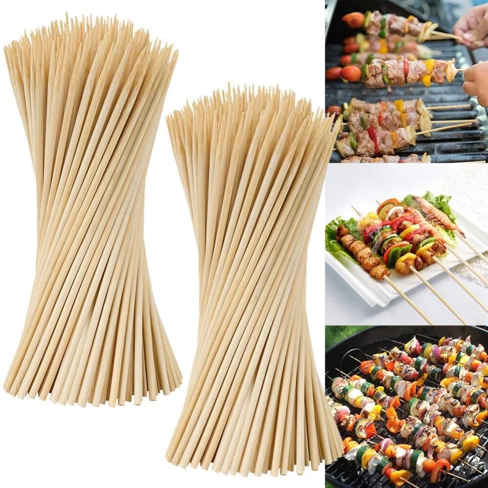 Kit 500 Espetos Palitos de Bambu Churrasco Petisco Aperitivo Artesanato 18cm 25cm 30cm