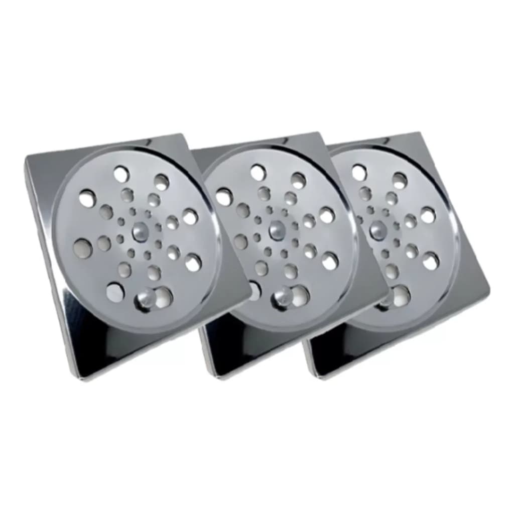 Kit 3 Tampa Ralo Grelha Quadrado 15x15cm Aço Inox Abre e Fecha