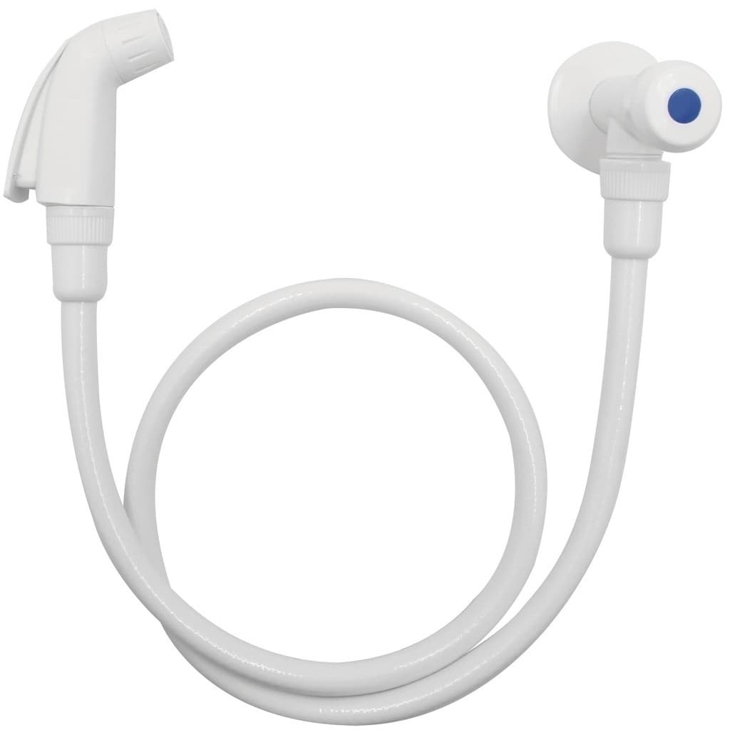 Ducha Higiênica Abs Completa C/ Registro e Mangueira Branca 1/4 Volta Chuveirinho Privada