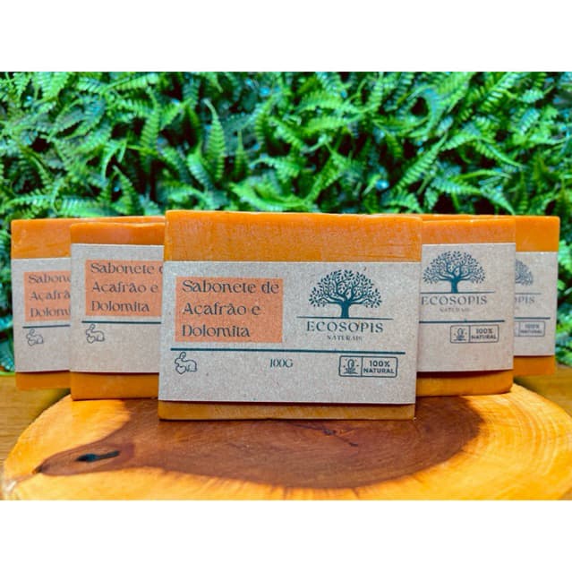 Kit 5 Sabonetes de Açafrão e Dolomita Natural