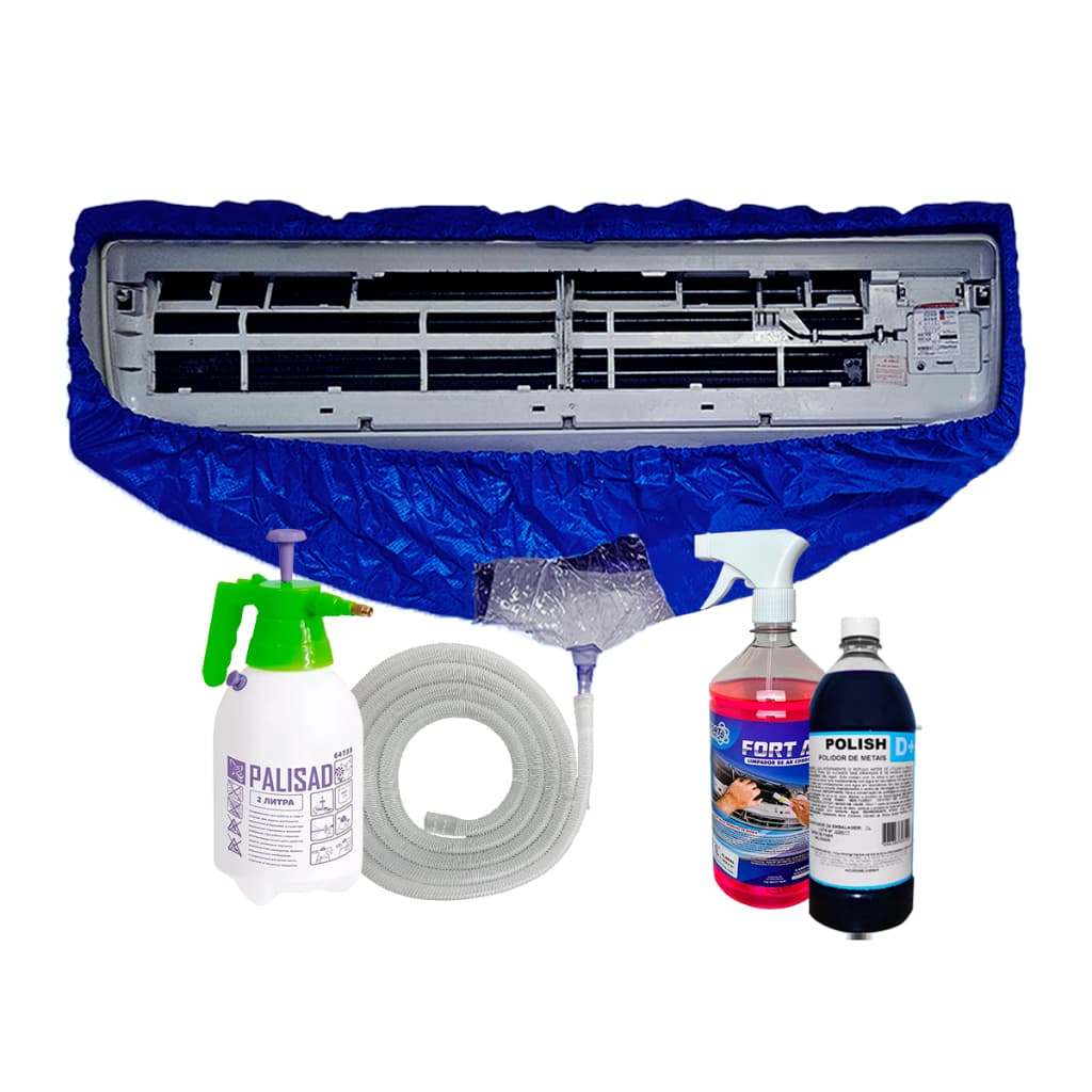 Kit Higienização Ar Condicionado Bolsa Coletora Com Aba até 30.000 BTUS Limpa Aluminio e Bactericida
