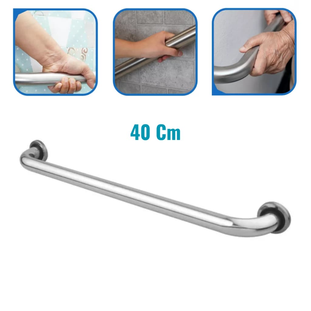 Alça Barra De Apoio  Aço Inox 40Cm Idoso Deficiente SUPORTE Parede CORRIMÃO BANHEIRO Segurança