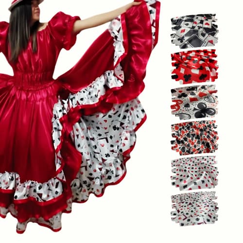 5 Metros - Tecido Cetim Digital Estampado Naipes de Baralho 1,40m Decorações e Festas Pomba Gira