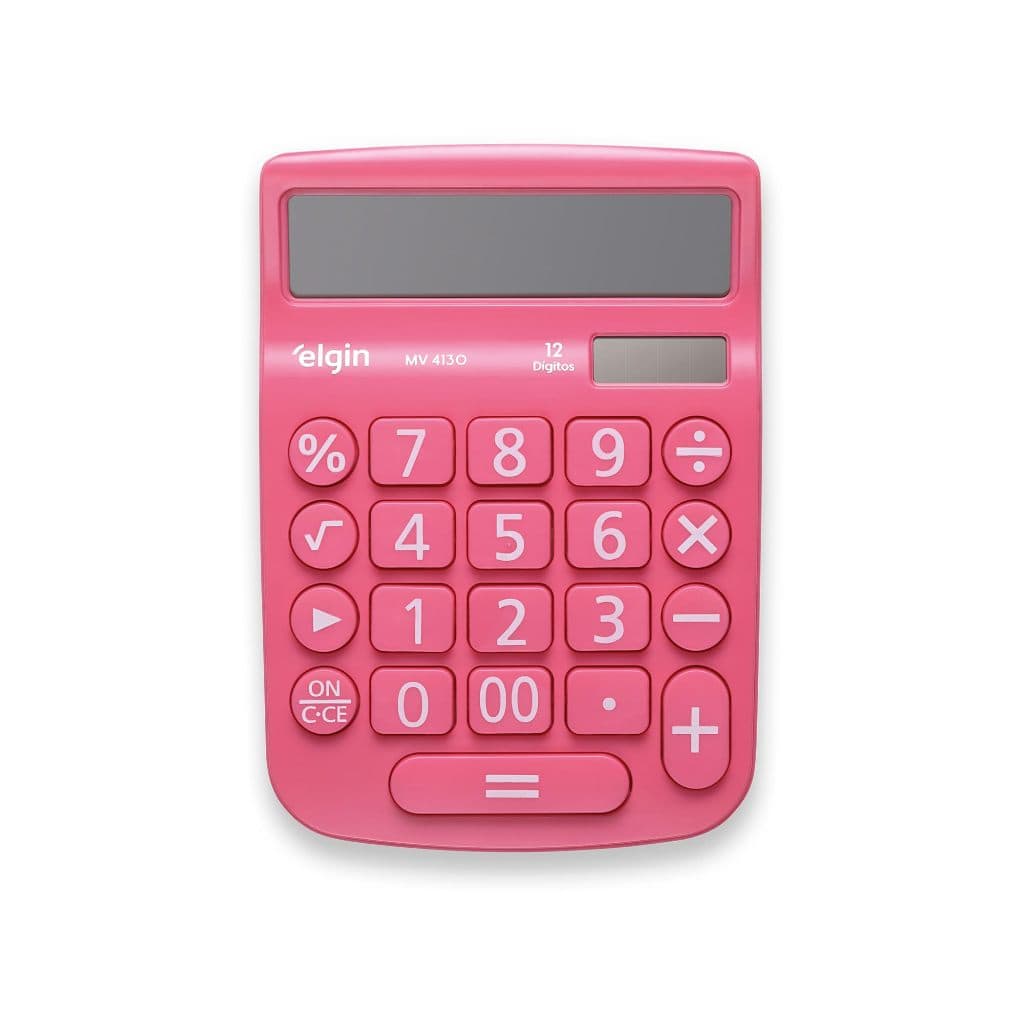 Calculadora De Mesa Escritório 12 Dígitos Solar MV 4130 Rosa Elgin