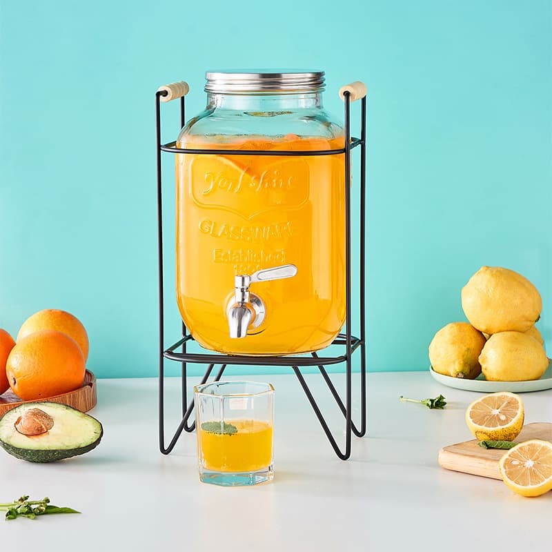 Jarra De Vidro 4 Litros Com Tampa E Torneira Suqueira De Vidro Com Torneira