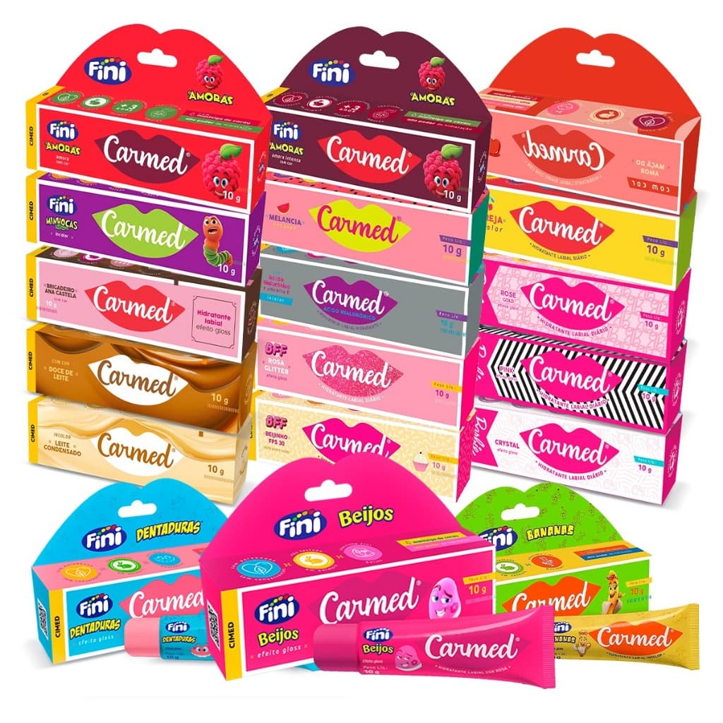 Hidratante Labial Carmed Crystal Pink Rose Gold Dentadura Beijo Banana Beijinho Rosa Glitter