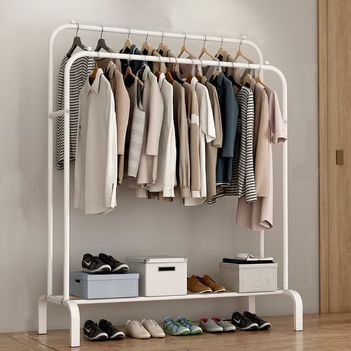 Arara de Roupa Cabideiro Duplo com Sapateira Closet