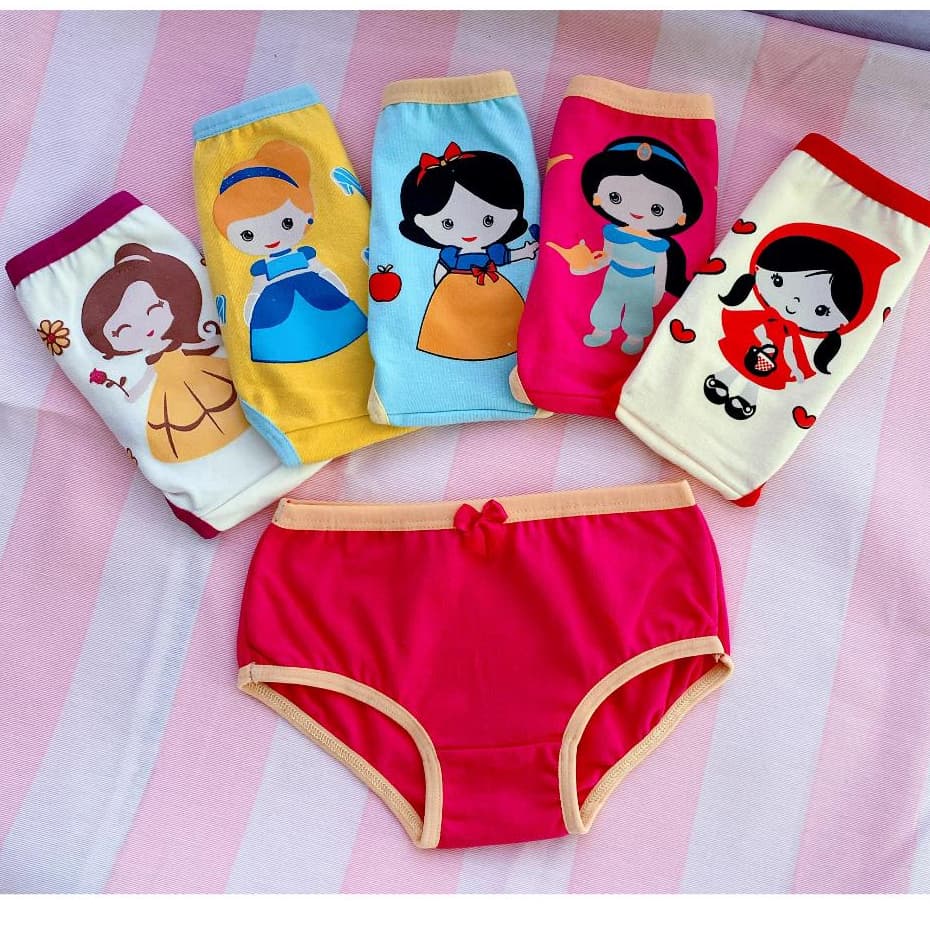 10 pçs Calcinha Infantil em Malha Algodão com Forro, Cores Variadas Pacote