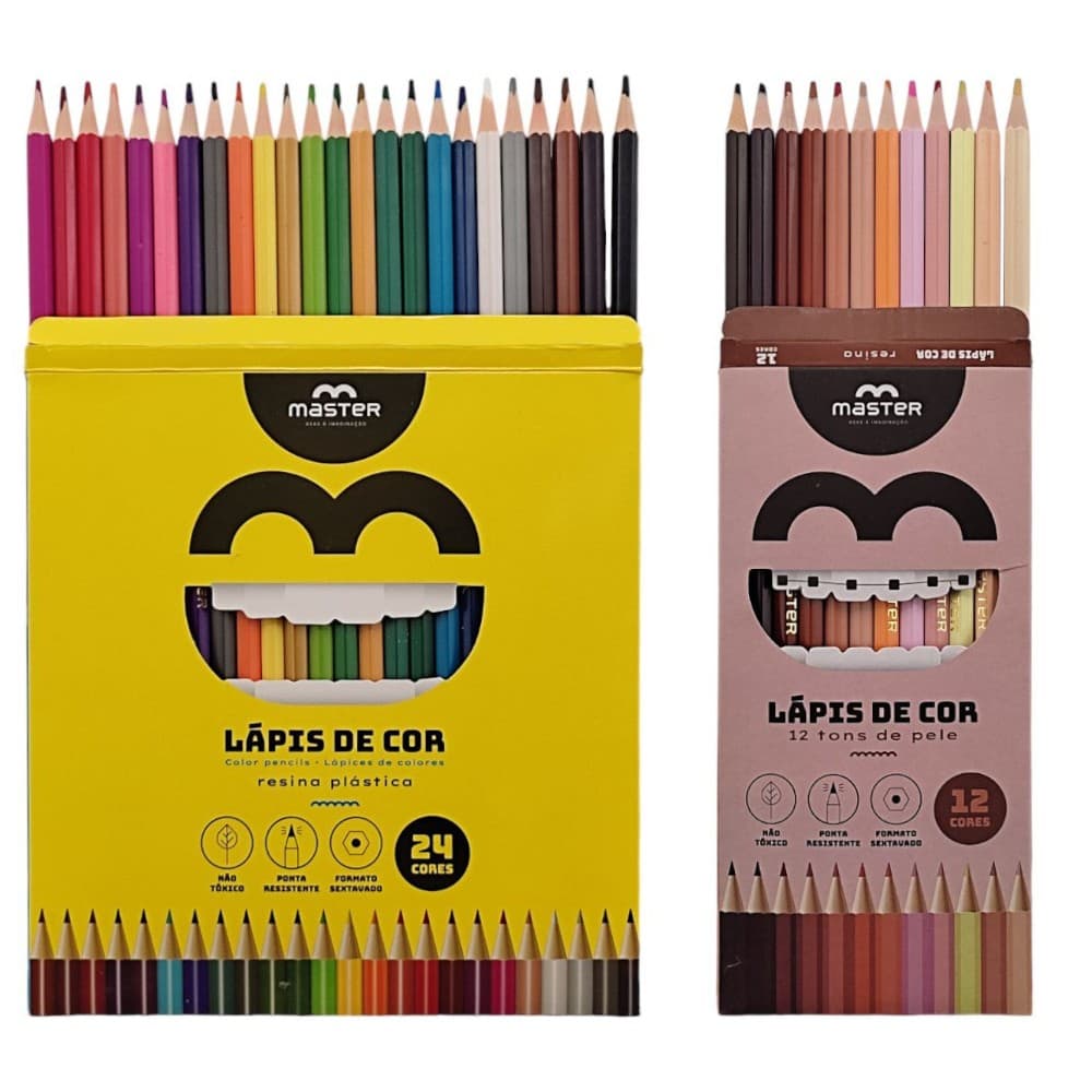 Lápis de Cor - KIT COM 36 CORES - 24 + 12 cores tons de pele