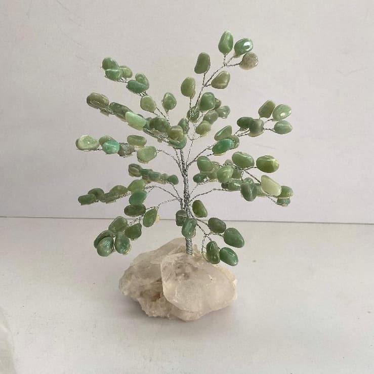 Árvore De Proteção e Felicidade Feita Com Pedras Naturais E Verdadeiras 14 Galhos