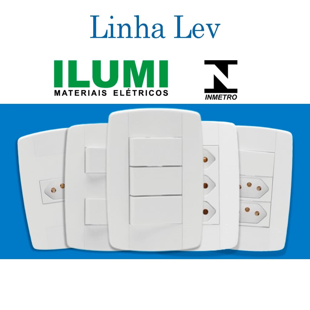 Tomada e interruptor Ilumi linha LEV 4x2 10A 20A monobloco 250V