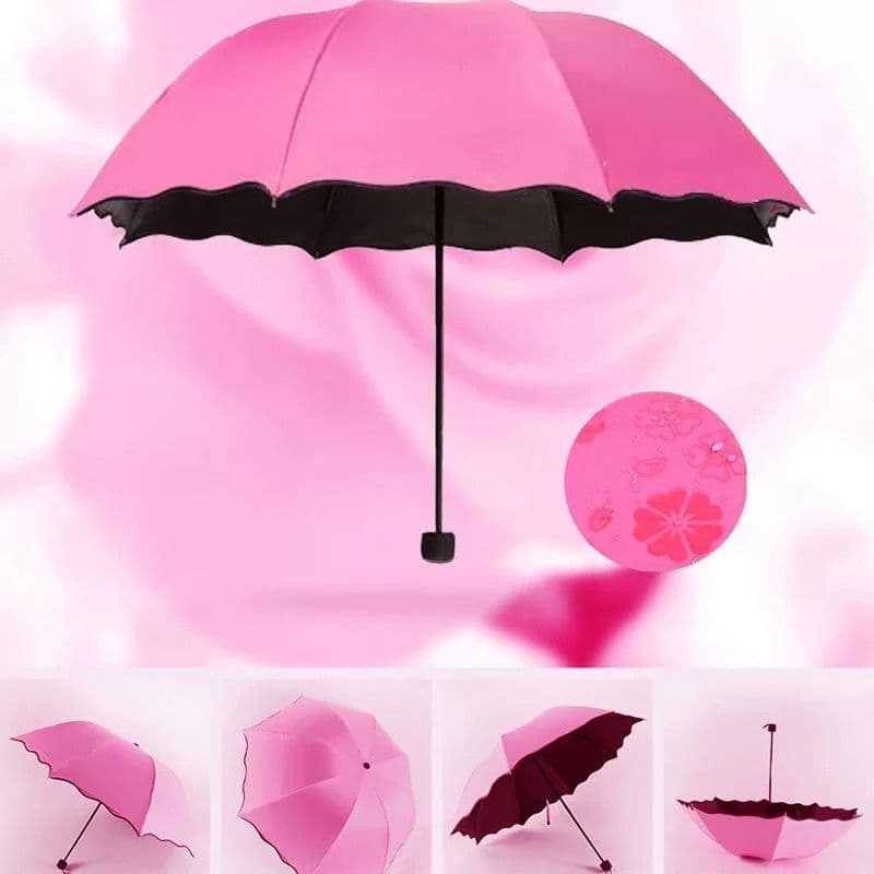 Roxo Guarda-chuva Portátil Guarda-sol ao ar Livre Engrenagem de Chuva Floresce na água