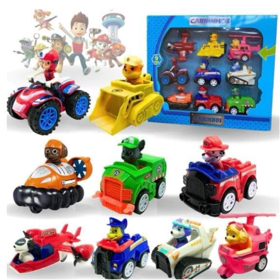 Kit COM 3/COM 6/COM 9 Patrulha Canina Carrinhos Brinquedos Corrida Infantil Criança Presente