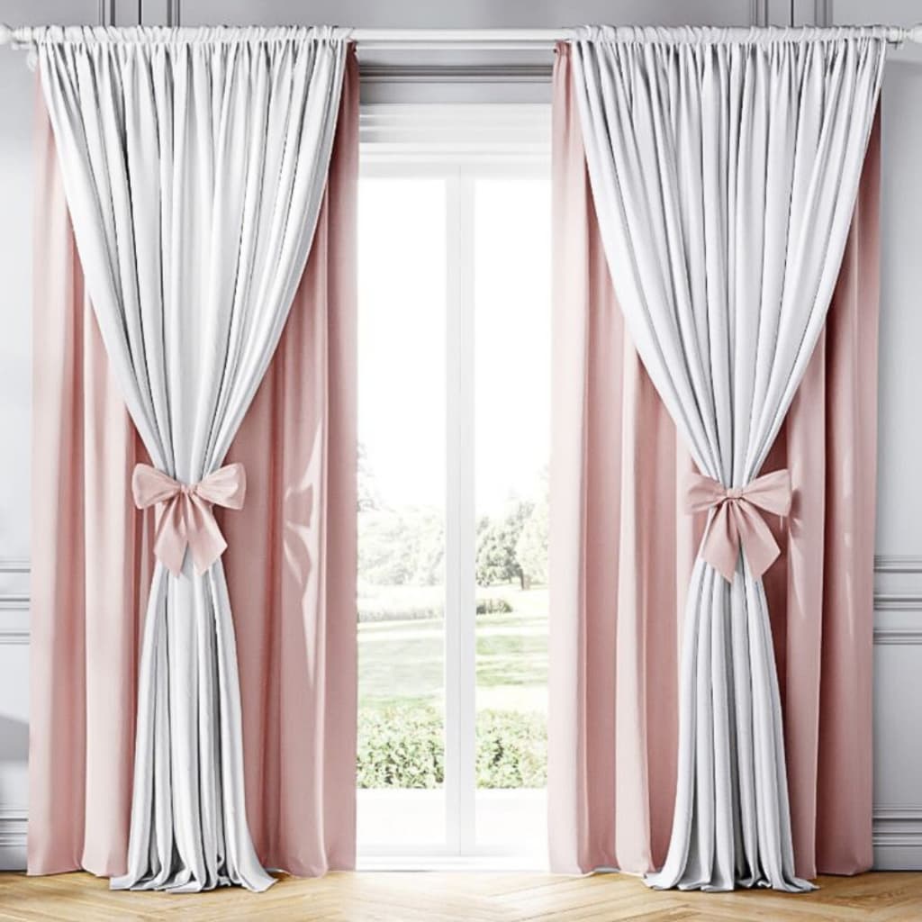 Cortina Clássica Xales Duplo Com Detalhes Em Laço 1,80m Altura x 3,00 m Largura Menina e Menino