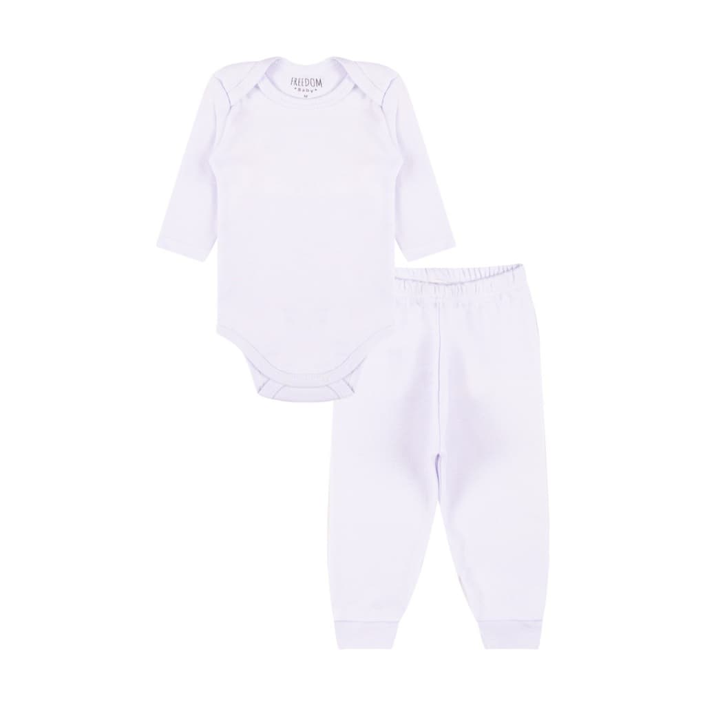 Conjunto Body Manga Longa Branco em Suedine