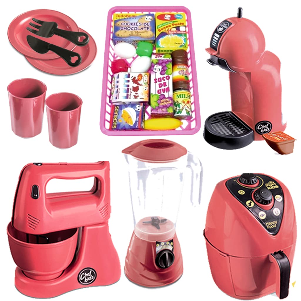 Kit Cozinha Infantil 25pcs Brinquedo Eletrodomésticos Comidinhas Acessórios
