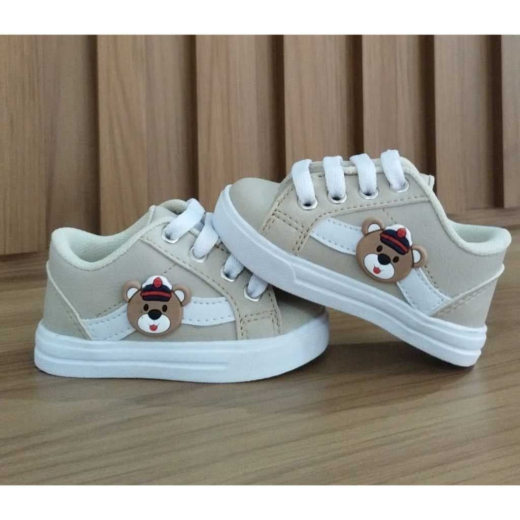 Tênis bege ou azul com branco urso marinheiro de bebê estiloso menino infantil casual batizado