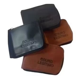 kit 4 carteira de couro de zíper promoção
