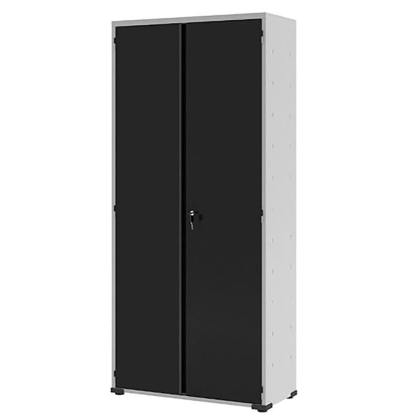 Armário de Aço 2 Portas Multiuso Organizador Escritório 3 Prateleiras EA303 Preto