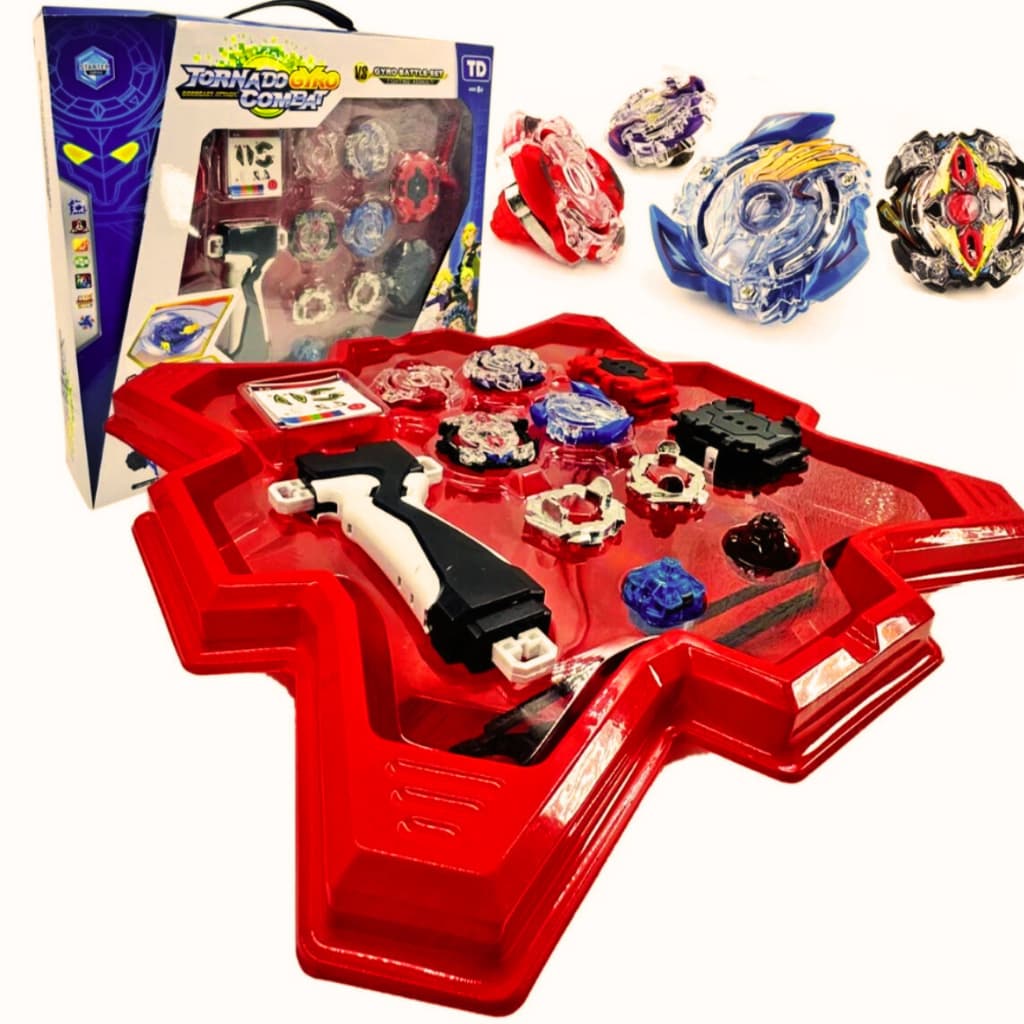 Kit Beyblade 4 In 2+2 Lançadores+Arena Grande Pião Brinquedo Para as Crianças Profissional de ferro
