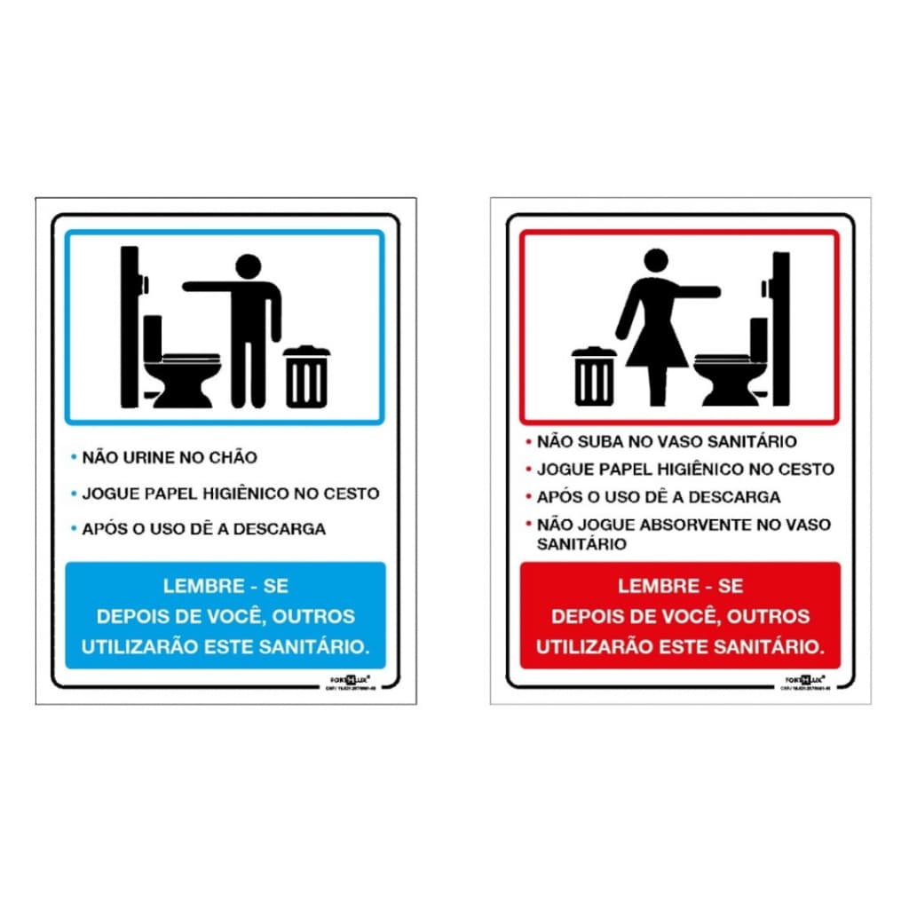 Placas de Regras para Banheiro Feminino e Masculino