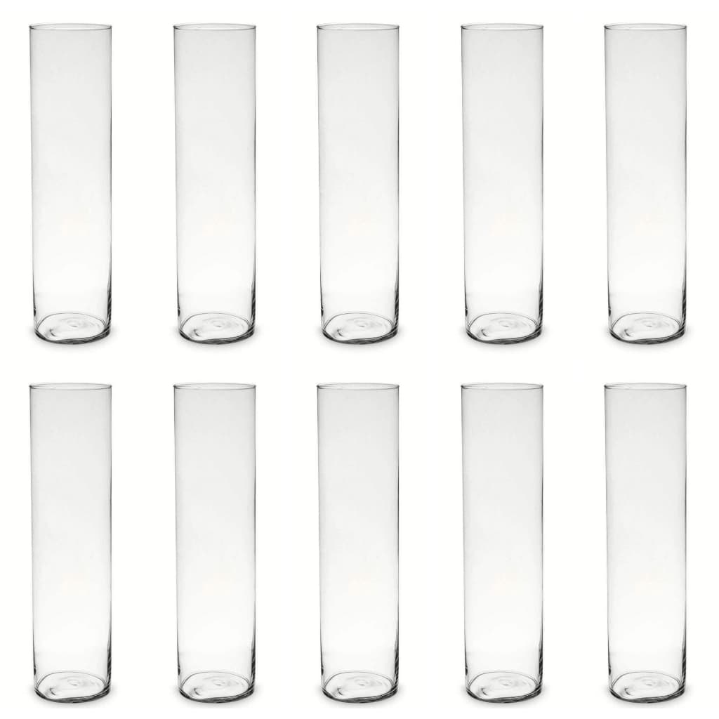 Kit C/ 10 Vasos Tubo De Vidro Transparente Cilindro 18x8cm