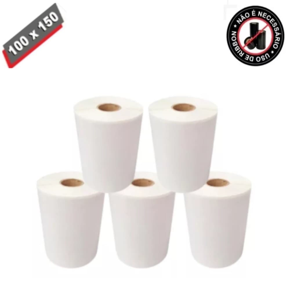 Etiqueta 10x15 100x150 Térmica Adesiva Serrilha 5 rolos 180 etq Não Usa Ribbon Para E-Commerce