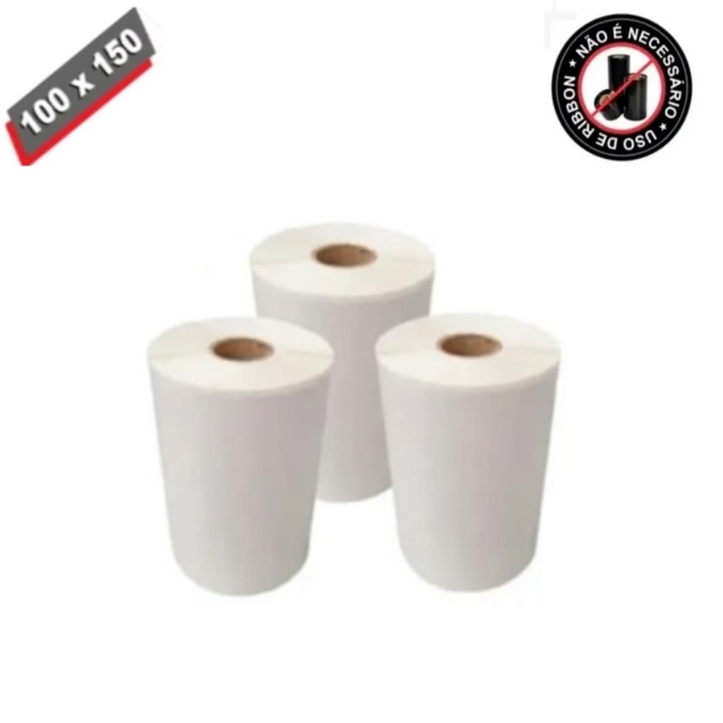 3 Rolos com 180 Etiqueta 10x15 Térmica Adesiva Serrilha Não Usa Ribbon
