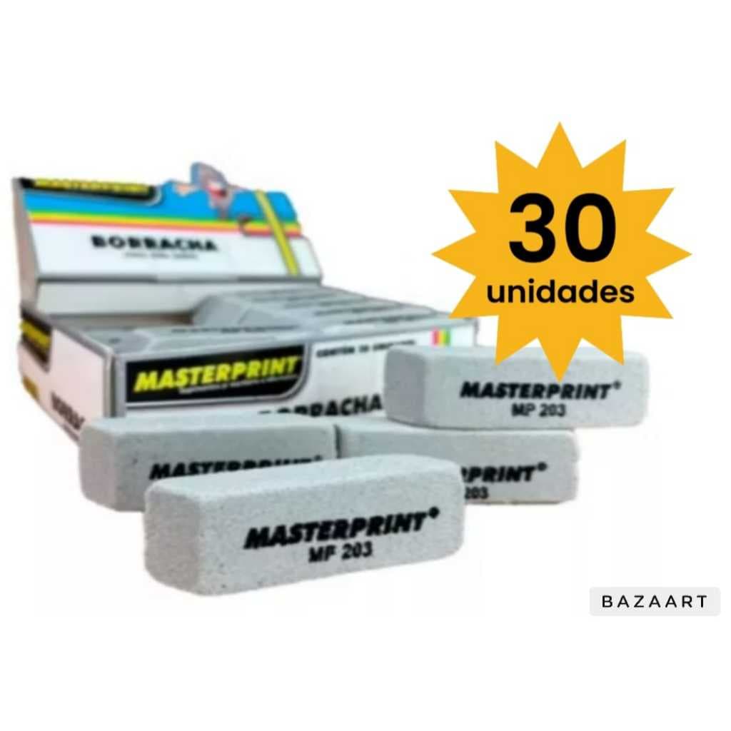 Caixa 30 Borracha Cinza Para Canetas Borracha Escolar Masterprint - Mp203