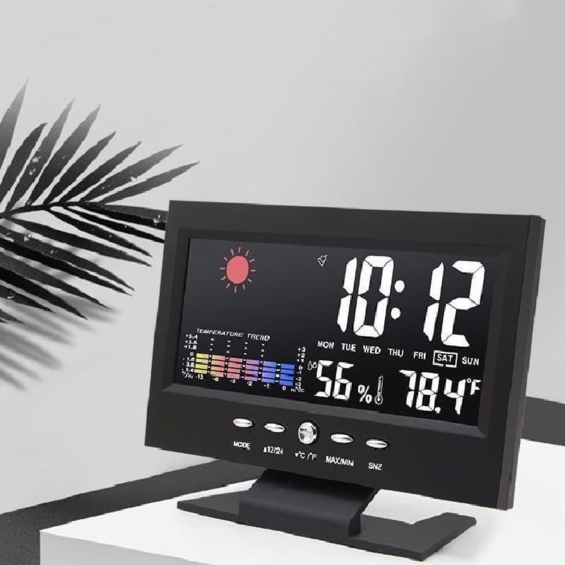 Mostrador Meteorológico Do Calendário Relógio Digital LED De Alarme De Fundo Soneca Monitor De Temperatura Eletrônico