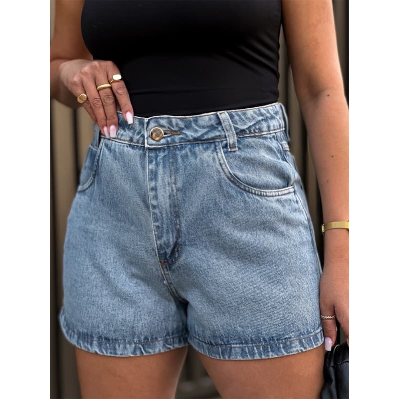 short Mom Jeans moda Vintage tradicional cintura alta feminina