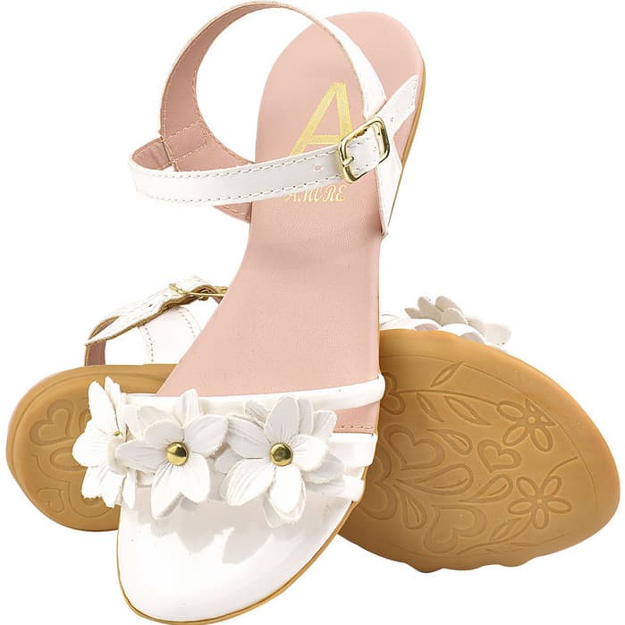 Sandália Infantil Menina Flores Festa Casual Luxo Super Confortável Delicada Promoção Casual