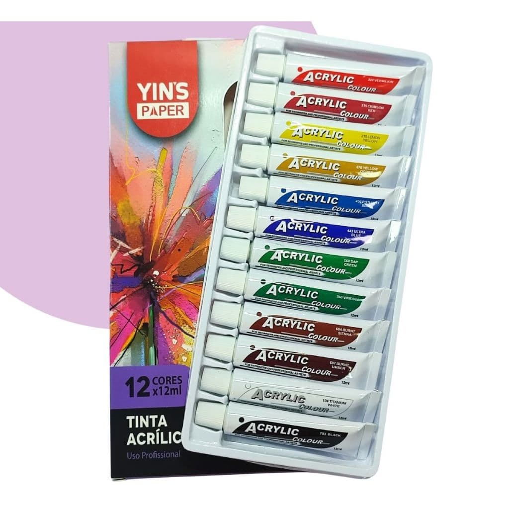 Tinta Acrílica 12 Cores em Bisnaga 12ml Suprimentos De Desenho Para Estudantes E Iniciantes superfícies