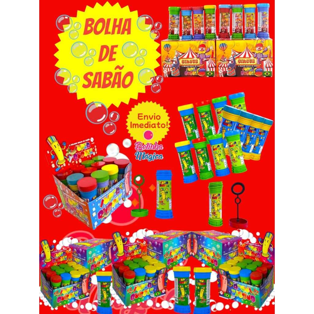 20 Bolha de Sabão Bolinha com Liquido P/ Personalizar Colorido Kit Festa Atacado Lembrancinha Prenda