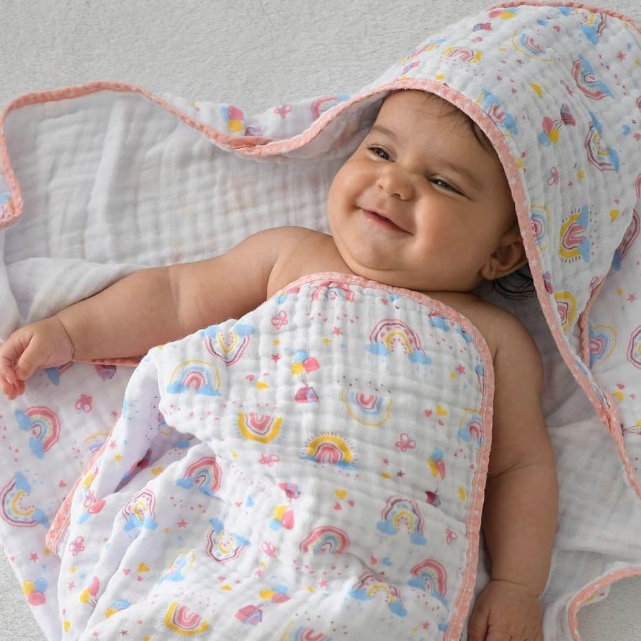 Toalha de Banho Bebê 70 cm x 70 cm Soft 2 Camadas de Fralda Bublim