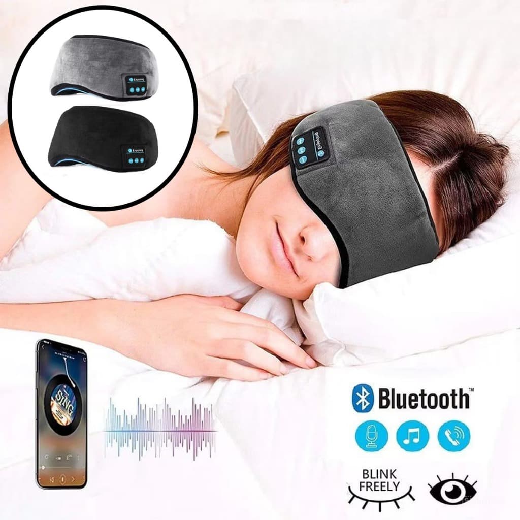 Máscara para Dormir com Bluetooth - Música por Conectividade Celular, Conforto Ajustável, Bateria Recarregável
