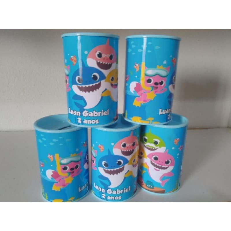 15 Lembrancinha Cofrinho Personalizado Baby Shark  - Vários Temas