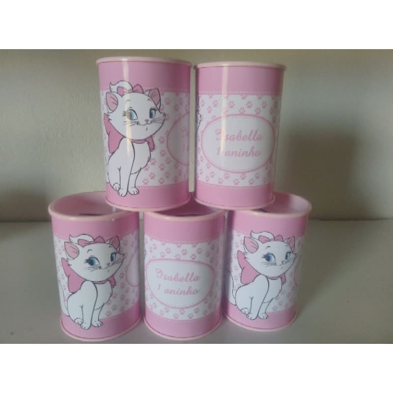 15 Lembrancinha Cofrinho Personalizado Gatinha Marie   - Vários Temas