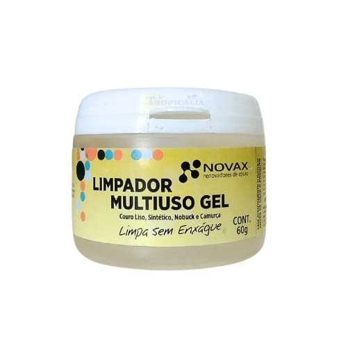 Limpador multiuso gel 60g Novax, couro liso, nobuck, camurça, sintético, bolsa, sapato, jaqueta
