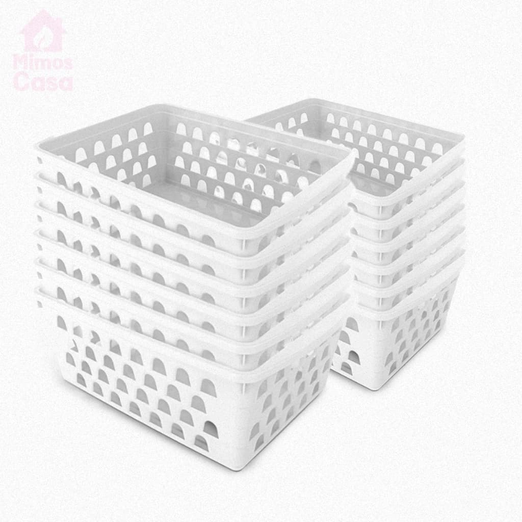 Kit 10 Cestos Organizadores BrancoPara Organizar Gaveta de Bebê, Geladiera, Armários e Mais