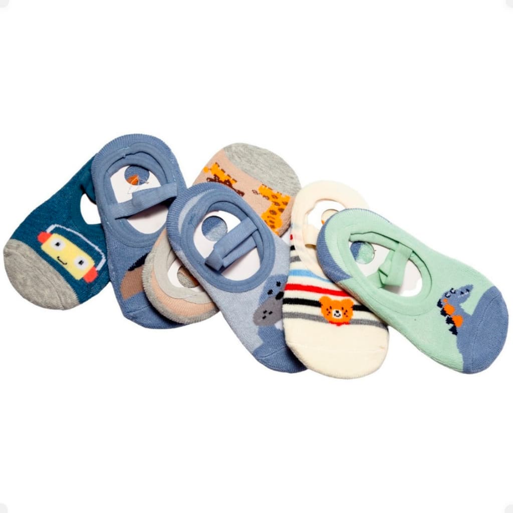 Pares Meia Sapatilha Menino Antiderrapante Infantil 0 até 10 anos Pilates Não Escorrega