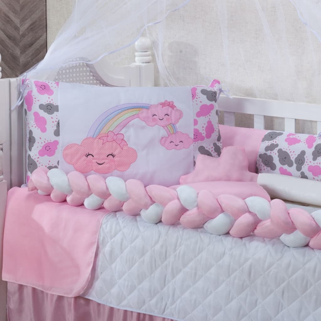 Kit Berço 7 Peças Trança Pop Padrão Americano/Nacional Conforto Proteção Decoração Bebê